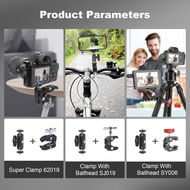 Mechrig Dual Ball Head Magic Arm Adapter with 1/4" Screw & Anti-Slip Grip - Aluminum Alloy Camera Rig Accessory for DSLR/Monitor/LED Light (67002) - Image 5